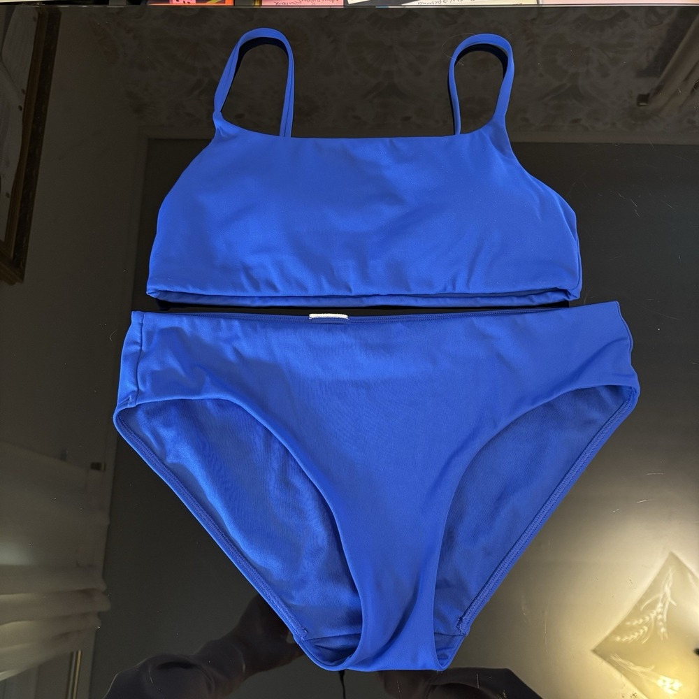 Athleta Scoop Bikini Top A-C In Electric Fuchsia‎ Blue S/M Adjustable Straps